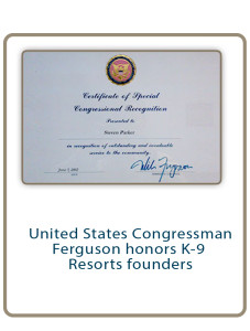 United States Congressman Ferguson honors K-9 Resorts founders